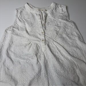 White Sleeveless Embroidered Cotton Tunic Top SundacexDylan Size: S